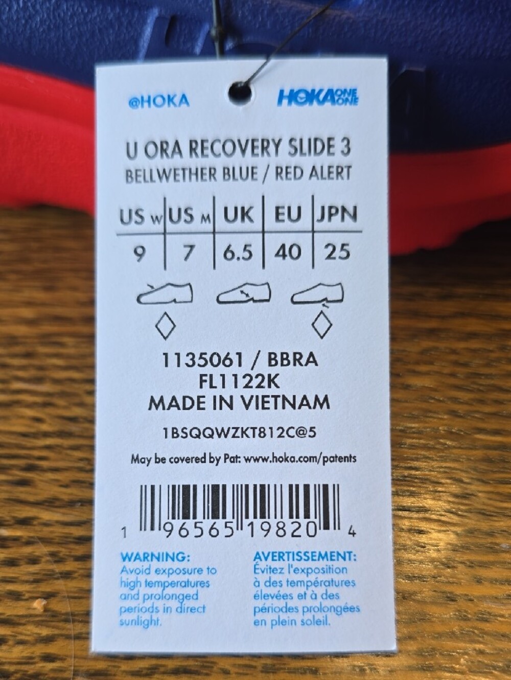 Hoka ORA Recovery Slide 3 in Blue & Red W9/M7 - Picture 6 of 6